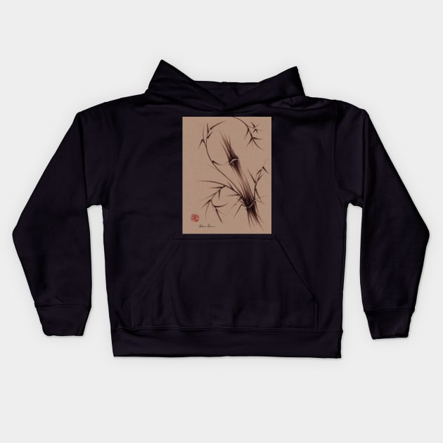 "As One"  Original brush pen sumi-e bamboo drawing/painting Kids Hoodie by tranquilwaters
